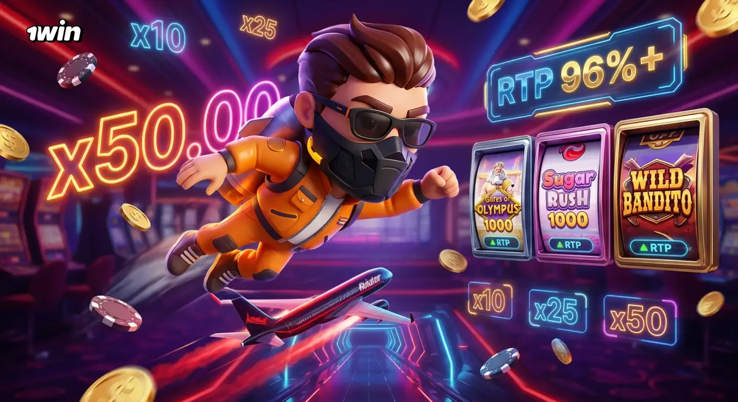 Catálogo de 1win con juegos de ronda corta y tragamonedas